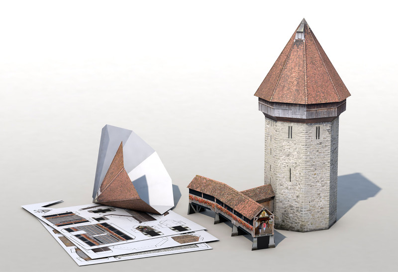 Modellbogen Wasserturm Luzern