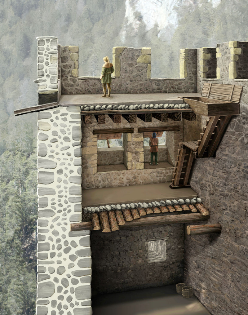 Schnitt durch Hauptturm, Phase 1 um 1229-1233