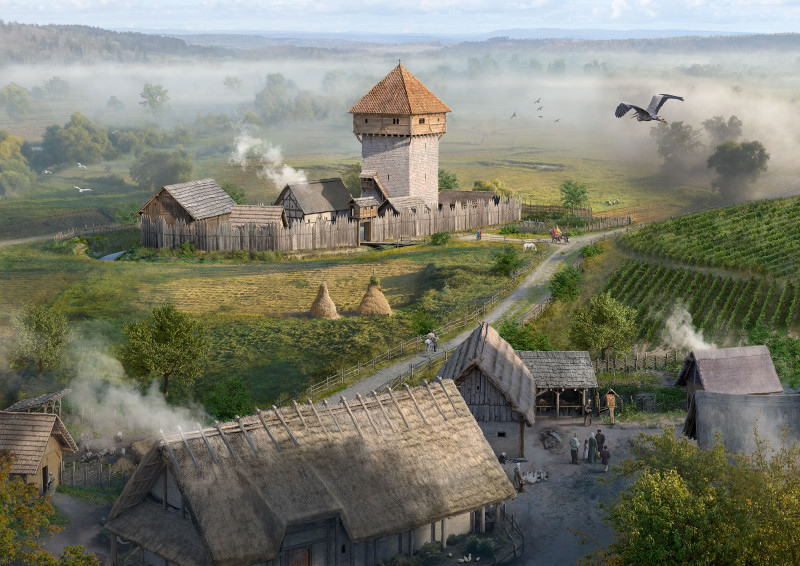 Rekonstruktionsversuch Schloss Hegi im 13. Jh.